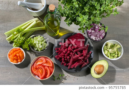 various fresh raw vegetables 95755785
