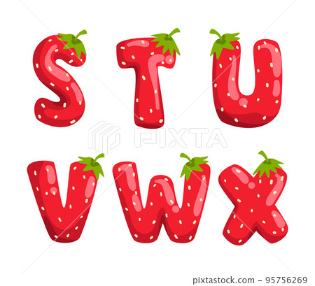 Strawberry Alphabet with English Letter from Ripe Red Juicy Berry Vector Set Strawberry Alphabet with English Letter from Ripe Red Juicy Berry Vector Set 95756269