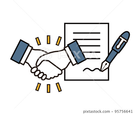 Business scene with contract and handshake 95756641