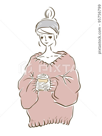 Parisienne girl fashionable illustration fashion relaxing cafe Parisienne girl fashionable illustration fashion relaxing cafe 95756799