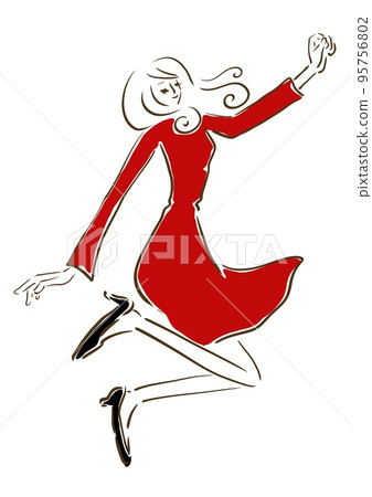 Parisienne girl fashionable illustration fashion jump 95756802