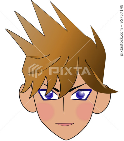 長著尖尖頭髮的男孩臉圖標 長著尖尖頭髮的男孩臉圖標 95757149