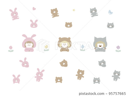 服裝連帽衫女孩圖標集 服裝連帽衫女孩圖標集 95757665