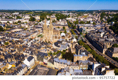 Aerial view of Quimper overlooking of Cathedral, France Aerial view of Quimper overlooking of Cathedral, France 95757722