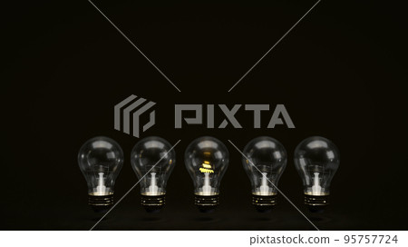 The  light bulb on black background for idea concept 3d rendering 95757724