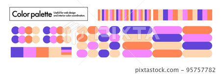 Z世代喜歡的色彩和諧。時尚的配色方案。 POP配色方案調色板 95757782