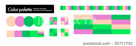 Z世代喜歡的色彩和諧。時尚的配色方案。 POP配色方案調色板 95757785