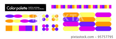 Z世代喜歡的色彩和諧。時尚的配色方案。 POP配色方案調色板 95757795