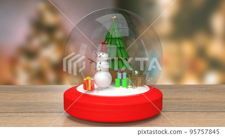 The snowman and Christmas tree in glass ball 3d rendering The snowman and Christmas tree in glass ball 3d rendering 95757845