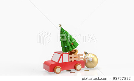 The Christmas tree in wood truck on white background 3d rendering 95757852