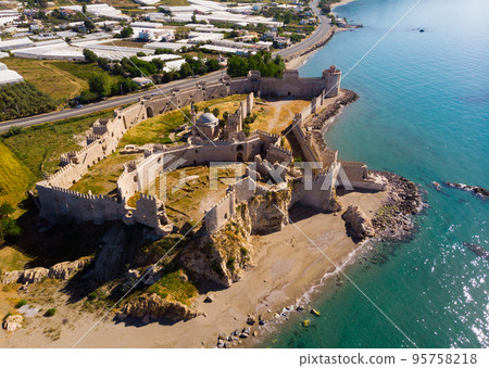 Drone photo of Mamure kalesi, Turkish stronghold Drone photo of Mamure kalesi, Turkish stronghold 95758218