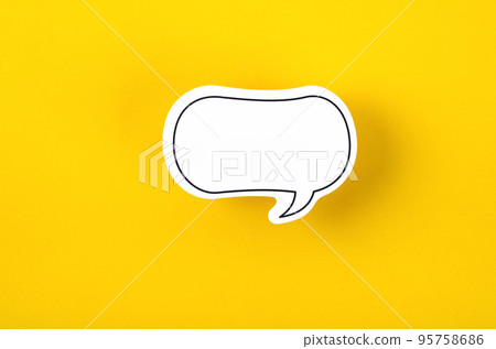 The Speech bubble with copy space communication talking speaking concepts on yellow background. 95758686