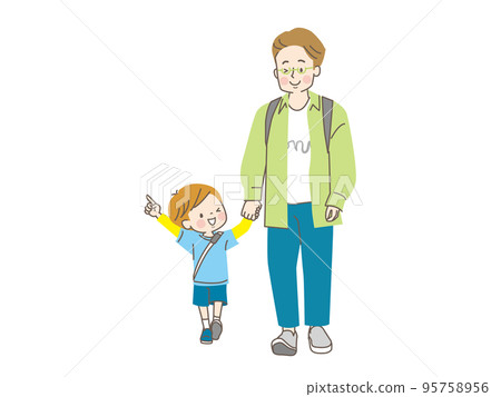 父母和孩子去購物的矢量插圖素材 95758956