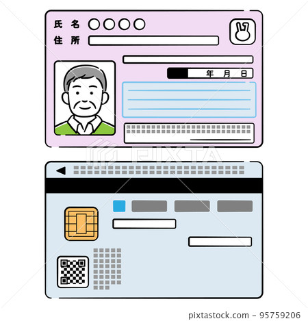 Illustration set of both sides of my number card for senior men 95759206