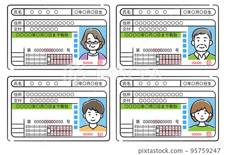 Illustration set of driver's licenses of various ages and genders 95759247