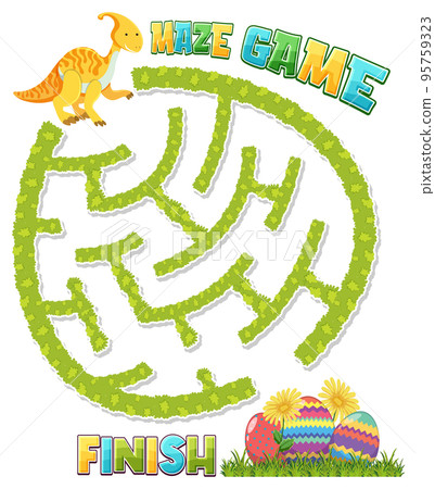 Maze game template in dinosaur theme for kids Maze game template in dinosaur theme for kids 95759323