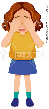 A girl crying cartoon character A girl crying cartoon character 95759325