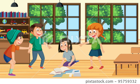 Kids bullying their friend at school 95759332