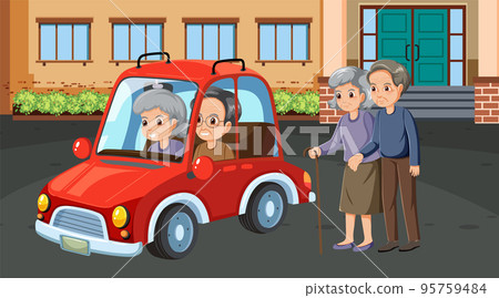 Elderly couple driving car Elderly couple driving car 95759484