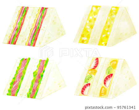 Sandwich color pencil drawing one point set of 4 types Sandwich color pencil drawing one point set of 4 types 95761341