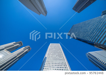 Tokyo cityscape in Japan Shinjuku subcenter. A view of the Keio Plaza Hotel, the Tokyo Metropolitan Government Building, skyscrapers, etc. 95761448