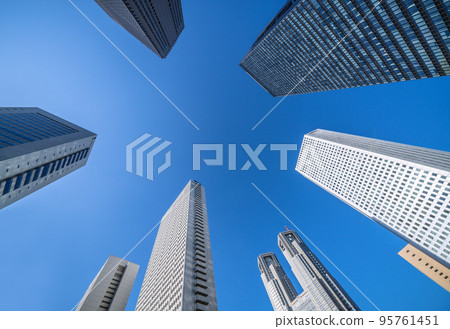 Tokyo cityscape in Japan Shinjuku subcenter. A view of the Keio Plaza Hotel, the Tokyo Metropolitan Government Building, skyscrapers, etc. 95761451