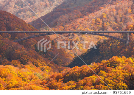 從側面看深秋的城倉橋（青森縣青森市） 95761699