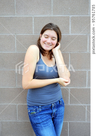 Female beauty fashion model expressions outdoors. Female beauty fashion model expressions outdoors. 95761785