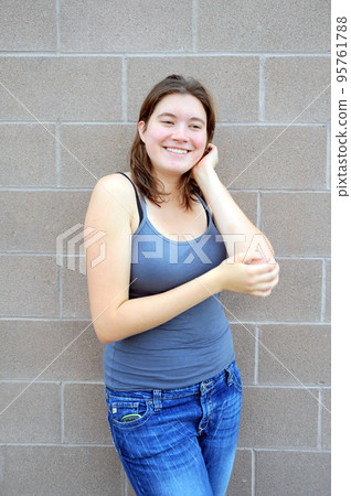 Female beauty fashion model expressions outdoors. Female beauty fashion model expressions outdoors. 95761788