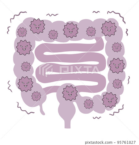 大腸和小腸充滿壞細菌的插圖 95761827