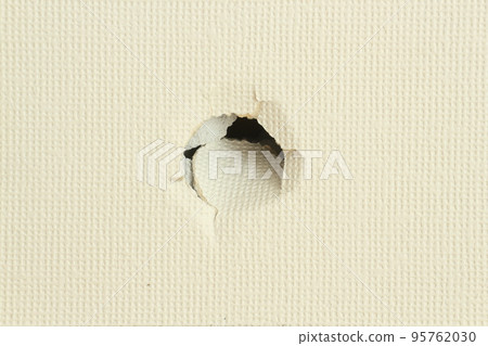 一個孩子在牆上打的洞(特寫,水平構圖) 一個孩子在牆上打的洞(特寫,水平構圖) 95762030