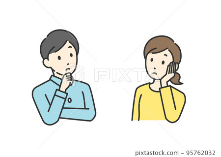Illustration of a worried couple Illustration of a worried couple 95762032