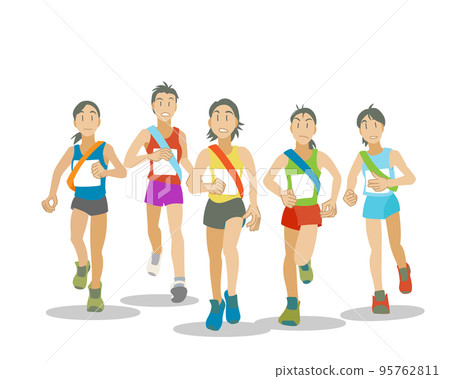 Runners running the Women's Ekiden - Stock Illustration [95762811] - PIXTA