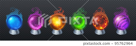 Magic crystal balls, fortune teller globes set 95762964