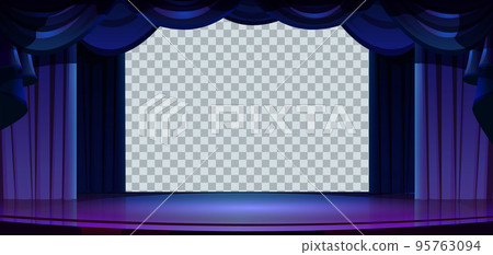 Stage blue curtains isolated, empty textile frames Stage blue curtains isolated, empty textile frames 95763094