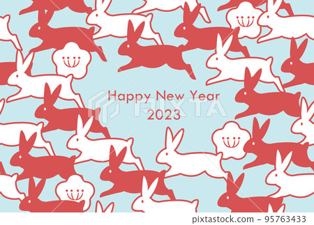 Cute rabbit seamless pattern new year's card Cute rabbit seamless pattern new year's card 95763433