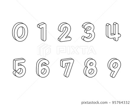 三維（線）數單色線條圖 95764332