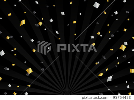 黑色背景材料與金色五彩紙屑飛舞黑色金色和銀色 黑色背景材料與金色五彩紙屑飛舞黑色金色和銀色 95764458