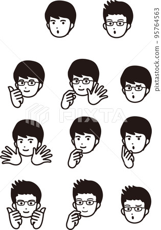 Icon male facial expression set illustration material 95764563