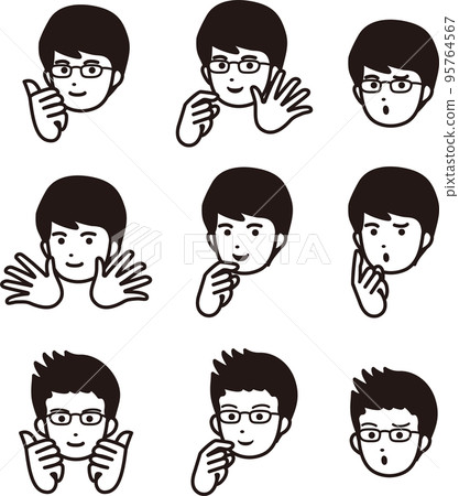 Icon male facial expression set illustration material 95764567