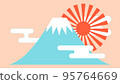 New Year's motif Mount Fuji and sunrise 95764669