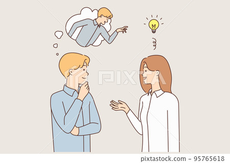 Man worker think of stealing coworker ideas  95765618