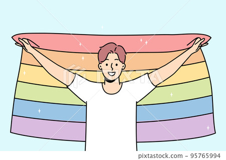 Smiling man with LGBT flag - Stock Illustration [95765994] - PIXTA