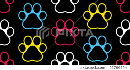 dog paw seamless pattern footprint vector cartoon cat tile background gift wrapping paper repeat wallpaper illustration scarf isolated design 95766234