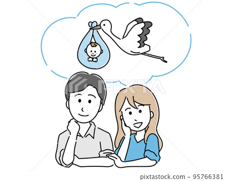 Illustration of a couple wanting a baby 95766381