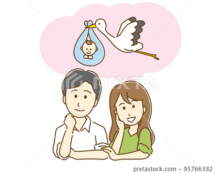 Illustration of a couple wanting a baby 95766382