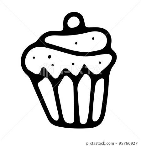 Doodle cupcake with cream 95766927