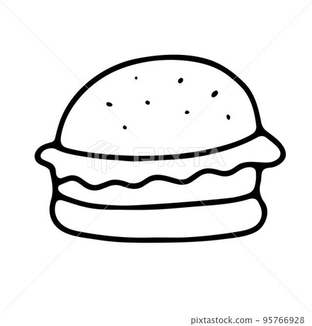 Doodle Hand drawn vector burger, Fast food illustration 95766928