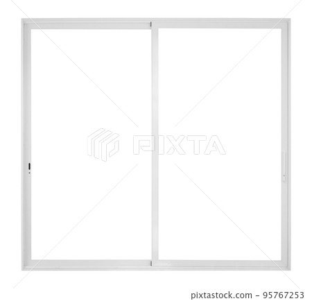 Real modern house door window frame isolated on white background Real modern house door window frame isolated on white background 95767253