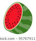 Cartoon summer food half of a watermelon icon 95767911